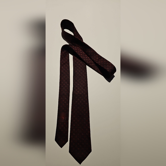 GUCCI Burgundy Black GG MONOGRAM LOGO  100% ITALIAN SILK TIE STUNNING!!!! - Picture 3 of 11